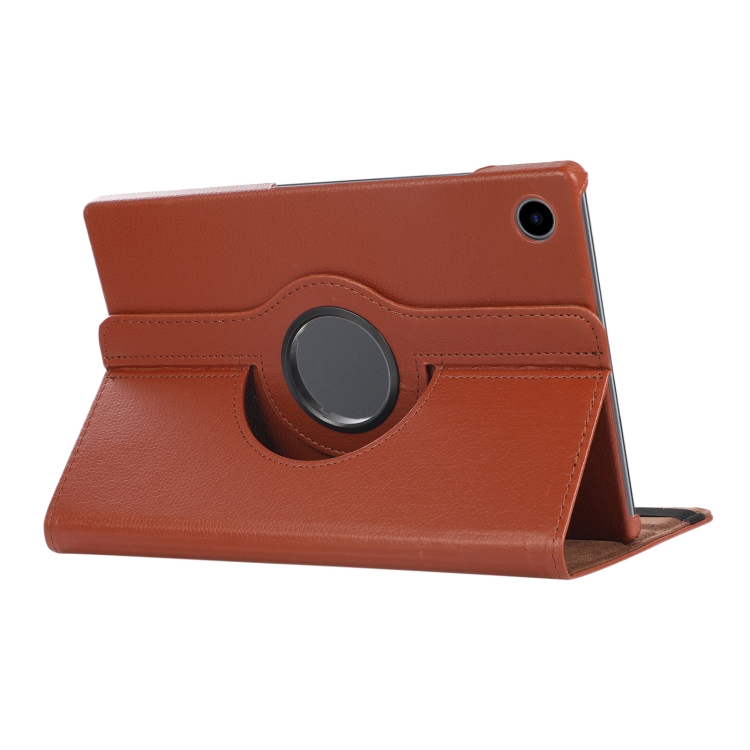 For Samsung Galaxy Tab A8 360 Degree Rotation Litchi Texture Tablet Leather Case with Holder(Brown)