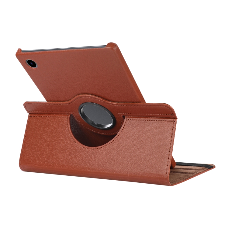 For Samsung Galaxy Tab A8 360 Degree Rotation Litchi Texture Tablet Leather Case with Holder(Brown)