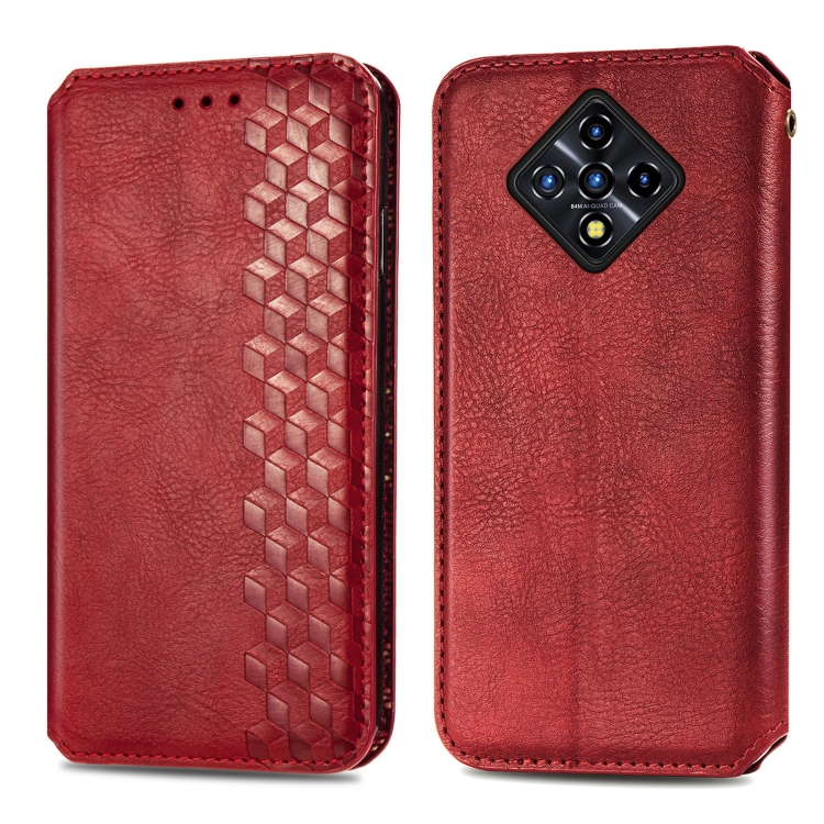 For Infinix Zero 8 Cubic Grid Pressed Horizontal Flip Magnetic Leather Case with Holder & Card Slots & Wallet(Red)