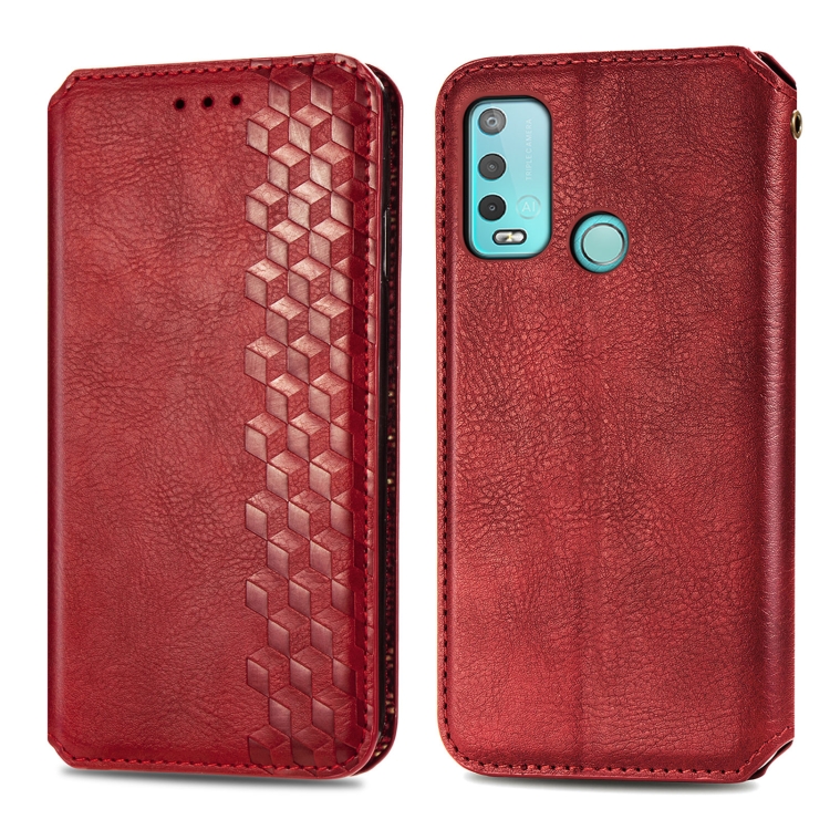 For Wiko Power U30 Cubic Grid Pressed Horizontal Flip Magnetic Leather Case with Holder & Card Slots & Wallet(Red)