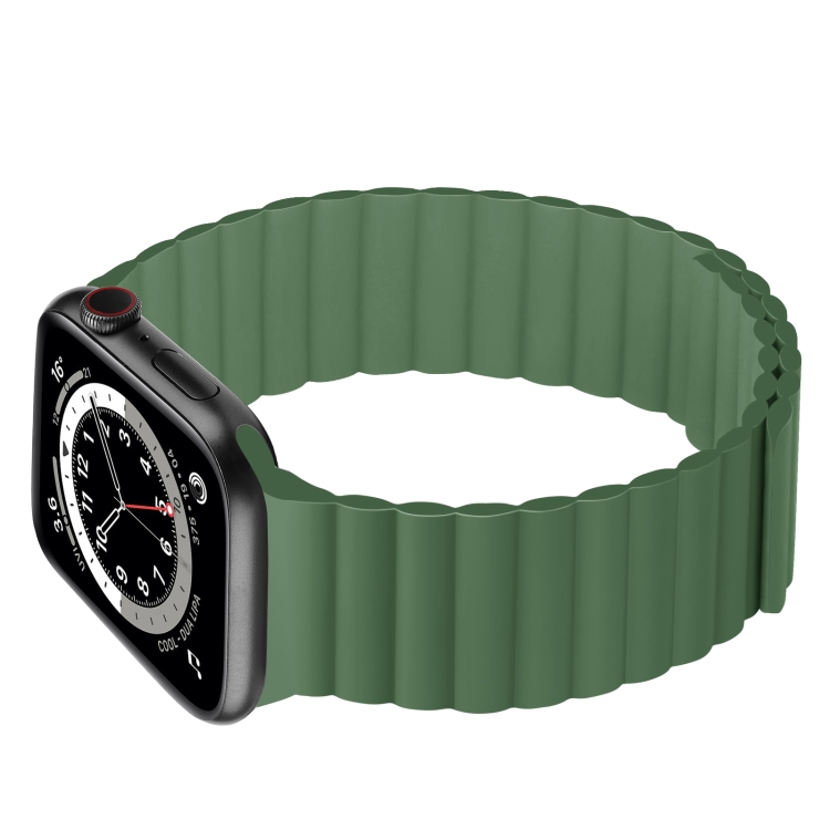 Silicone Magnetic Integrated Short Strap Watchband For Apple Watch Series 7 41mm / 6&SE&5&4 40mm / 3&2&1 38mm(Green)