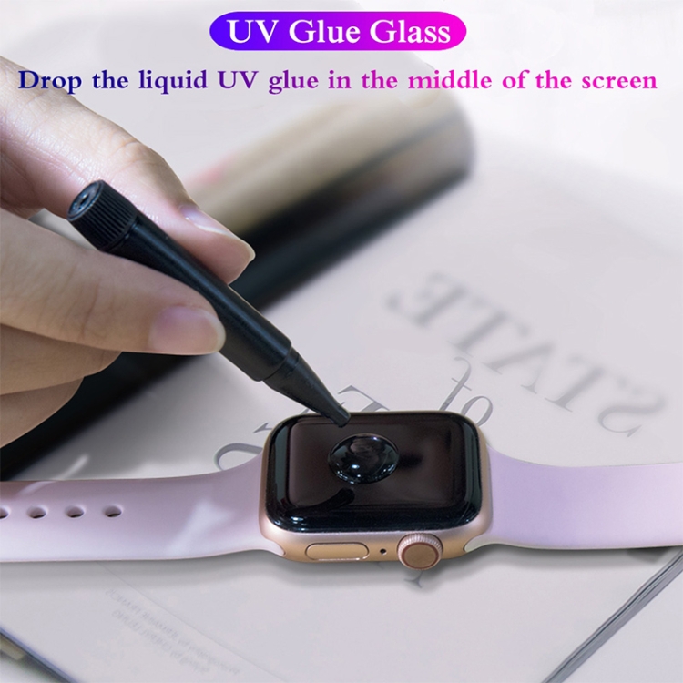 UV Liquid Curved Full Glue Full Screen Tempered Glass Film For Apple Watch Series 7 41mm