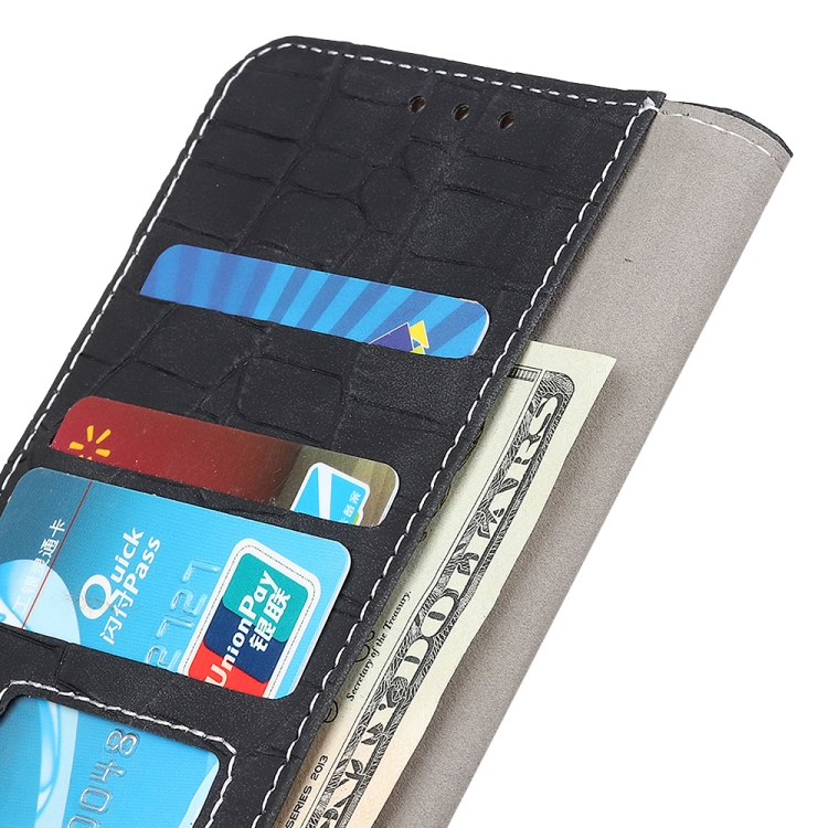For Motorola Moto E40/E20/E30 Magnetic Crocodile Texture Horizontal Flip Leather Phone Case(Black) - 4