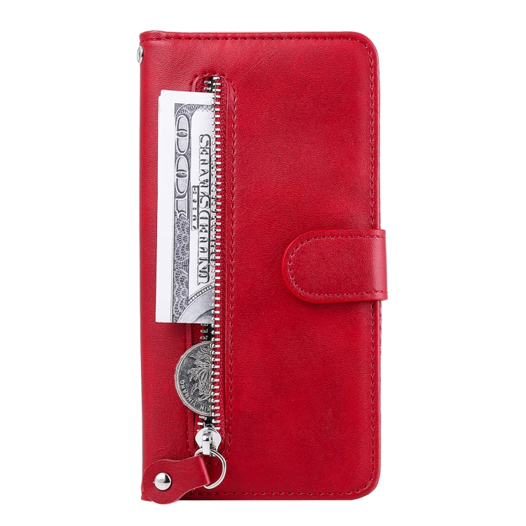 For vivo Y21 / Y21S / Y33S Fashion Calf Texture Zipper Horizontal Flip Leather Phone Case(Red) - 1