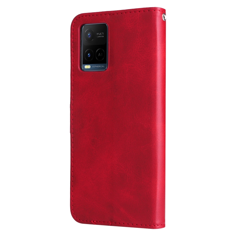 For vivo Y21 / Y21S / Y33S Fashion Calf Texture Zipper Horizontal Flip Leather Phone Case(Red) - 2