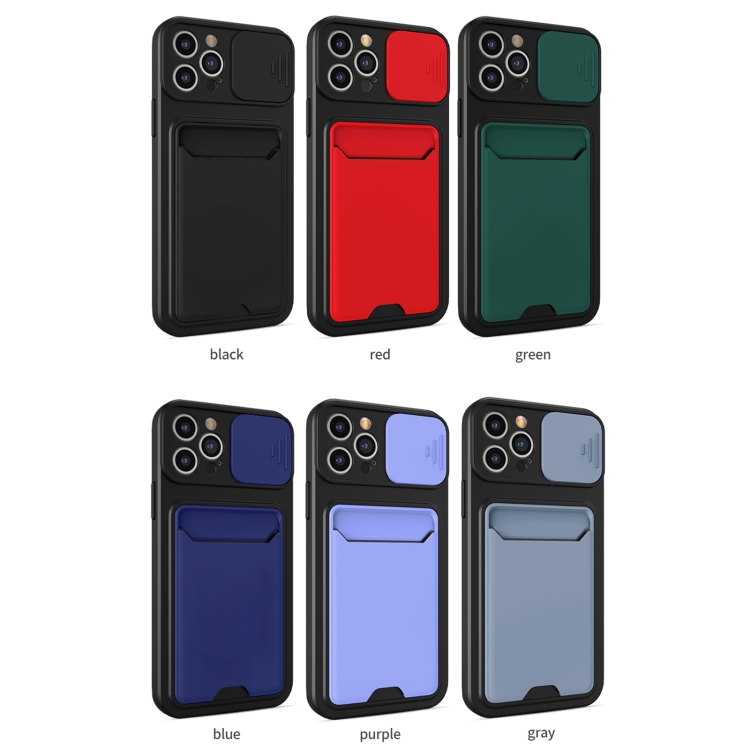 Sliding Camera Cover Design TPU + PC Shockproof Phone Case with Card Slot For iPhone 13 Pro Max(Royal Blue) - 6