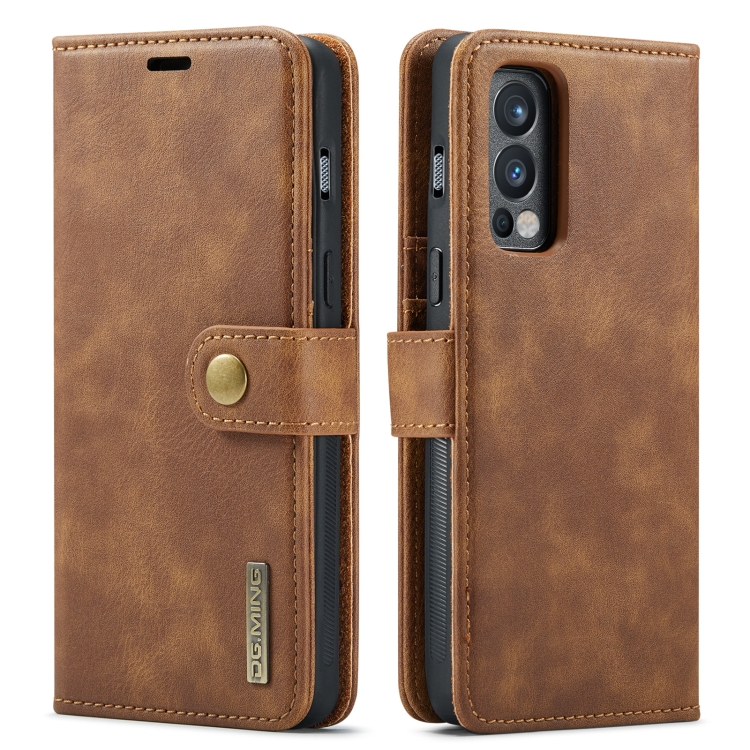 For OnePlus Nord N200 5G DG.MING Crazy Horse Texture Flip Detachable Magnetic Leather Case with Holder & Card Slots & Wallet(Brown) - 1