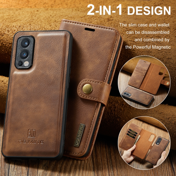 For OnePlus Nord N200 5G DG.MING Crazy Horse Texture Flip Detachable Magnetic Leather Case with Holder & Card Slots & Wallet(Brown) - 4