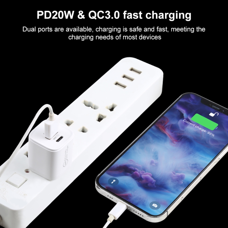 20WACB 20W QC3.0 + PD Quick Charger, Plug Specification:UK Plug(White) - B4