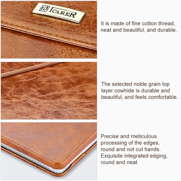 For Microsoft Surface Book 1 / 2 / 3 (i5 CPU) ICARER Oil Wax Leather Laptop Protective Case(Brown) - B4