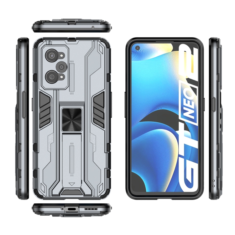 For OPPO Realme GT Neo2 5G Supersonic PC + TPU Shock-proof Phone Case with Holder(Grey) - 5