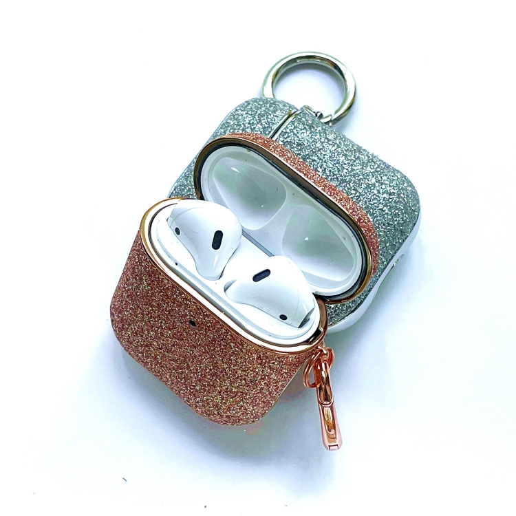 Electroplating Glitter Powder Wireless Earphone Protective Case For AirPods 1 / 2(Rose Gold) - 2