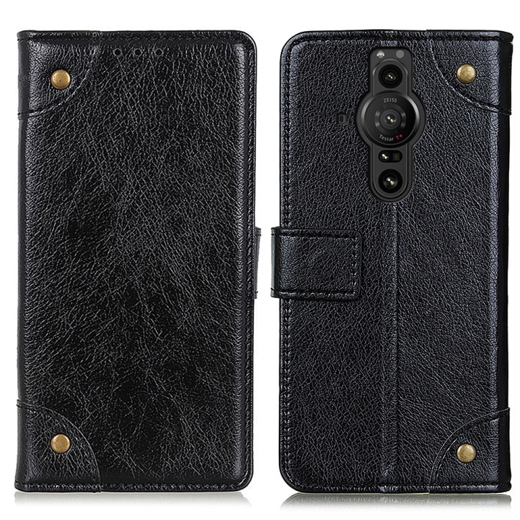 For Sony Xperia Pro-I Copper Buckle Nappa Texture Horizontal Flip Leather Phone Case with Holder & Card Slots & Wallet(Black) - 1