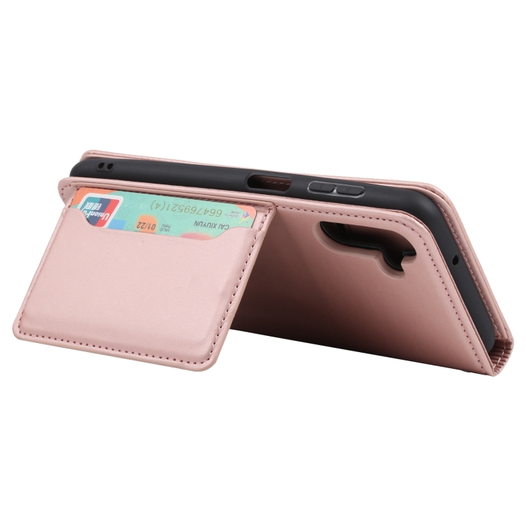 For Samsung Galaxy A13 5G Strong Magnetism Liquid Feel Horizontal Flip Leather Phone Case with Holder & Card Slots & Wallet(Rose Gold) - 6
