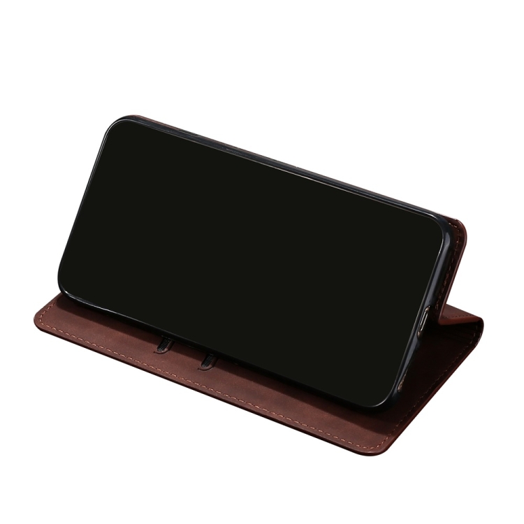For OnePlus 9RT 5G Skin Feel Magnetic Horizontal Flip Leather Phone Case with Holder & Card Slots(Dark Brown) - 2