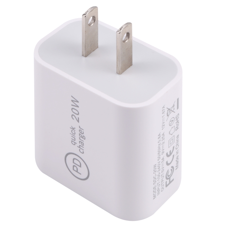 SDC-20W PD USB-C / Type-C Travel Charger + 1m 12W USB-C / Type-C to 8 Pin Data Cable Set, US Plug(Yellow) - 3