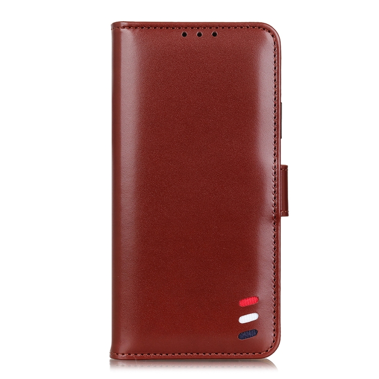 For Samsung Galaxy A33 5G 3-Color Pearl Texture Magnetic Buckle Leather Phone Case(Brown) - 1