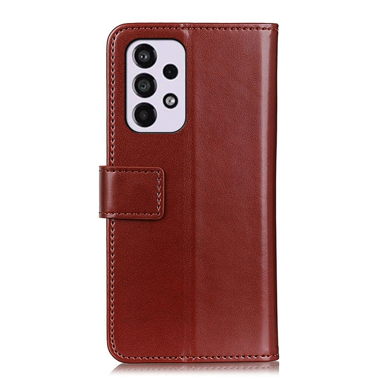 For Samsung Galaxy A33 5G 3-Color Pearl Texture Magnetic Buckle Leather Phone Case(Brown) - 2