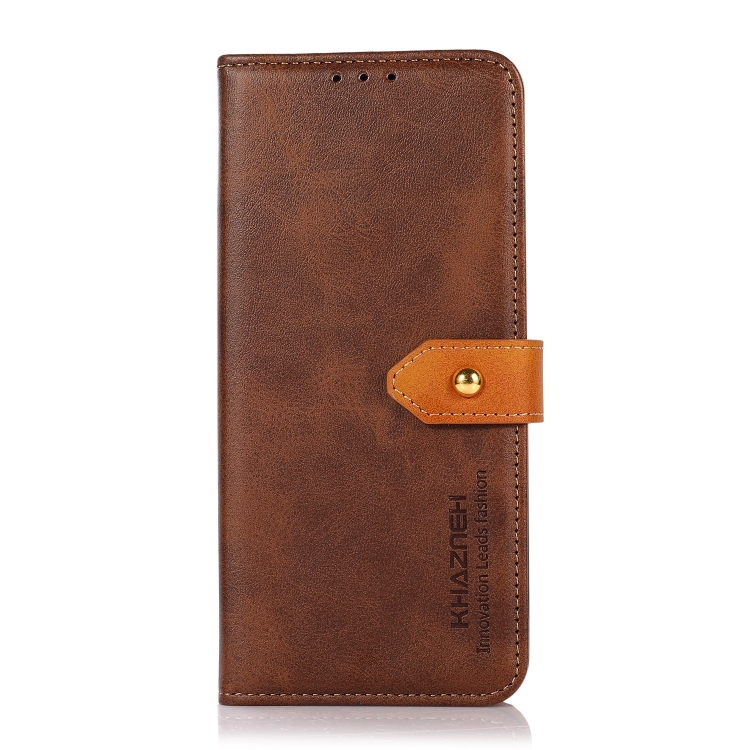 For Samsung Galaxy A33 5G KHAZNEH Dual-color Cowhide Texture Leather Phone Case(Brown) - 1