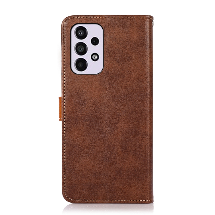 For Samsung Galaxy A33 5G KHAZNEH Dual-color Cowhide Texture Leather Phone Case(Brown) - 2