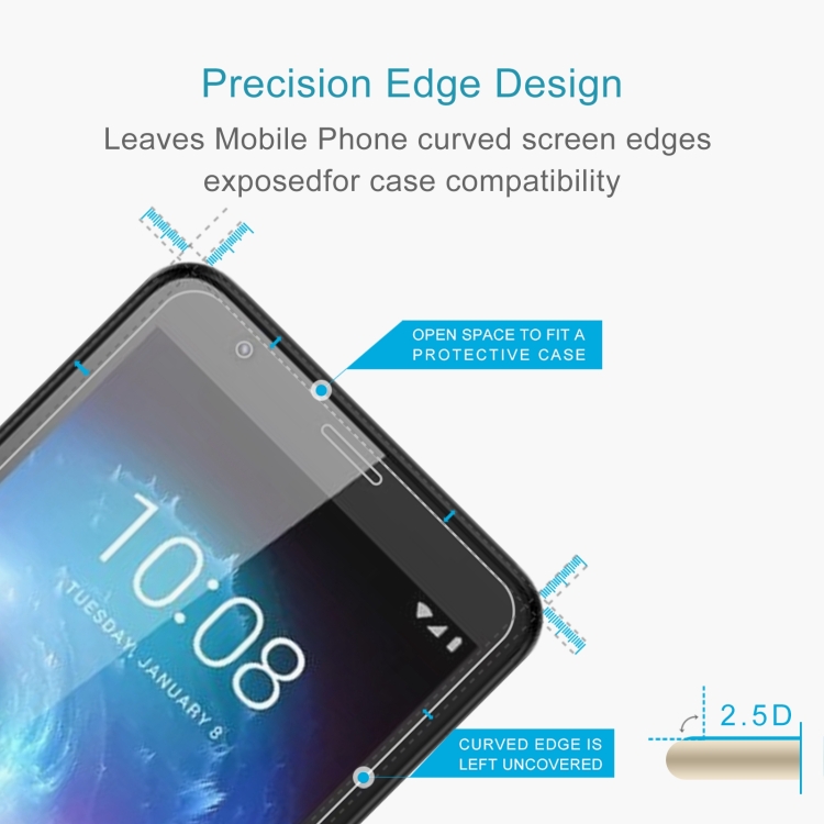 50 PCS 0.26mm 9H 2.5D Tempered Glass Film For ZTE Blade A3 Lite - 2