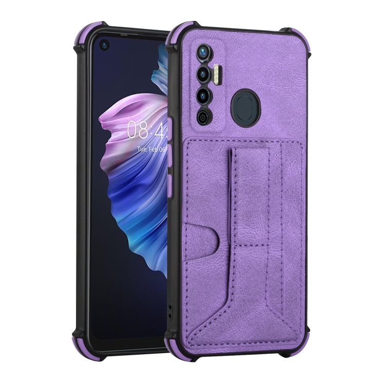 Dream Card Holder Leather Phone Case For Tecno Camon 17(Purple) - 1