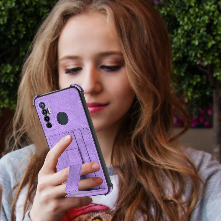 Dream Card Holder Leather Phone Case For Tecno Camon 17(Purple) - 4