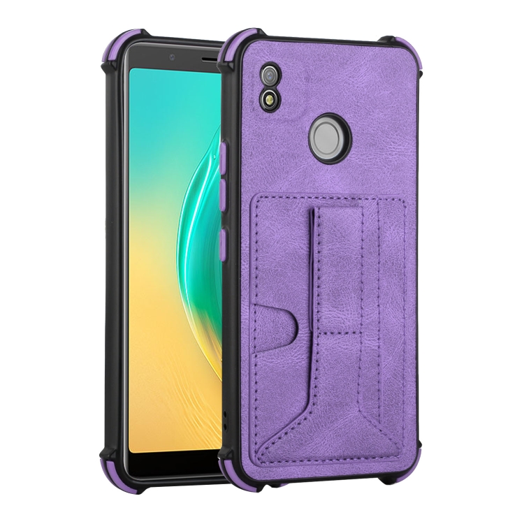 Dream Card Holder Leather Phone Case For Tecno Pop 4(Purple) - 1