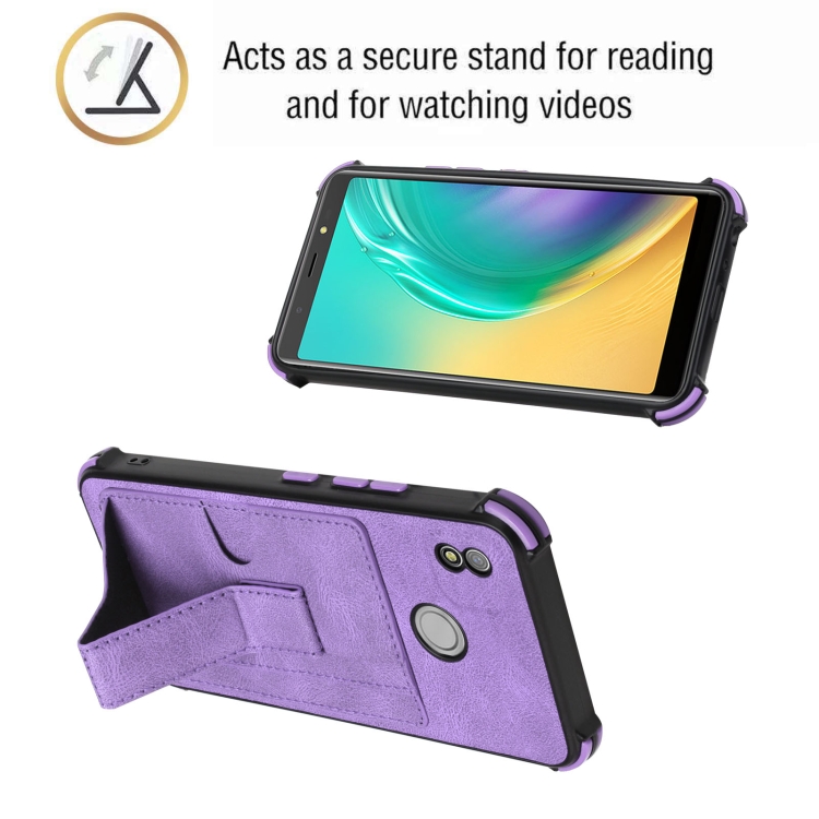 Dream Card Holder Leather Phone Case For Tecno Pop 4(Purple) - 2