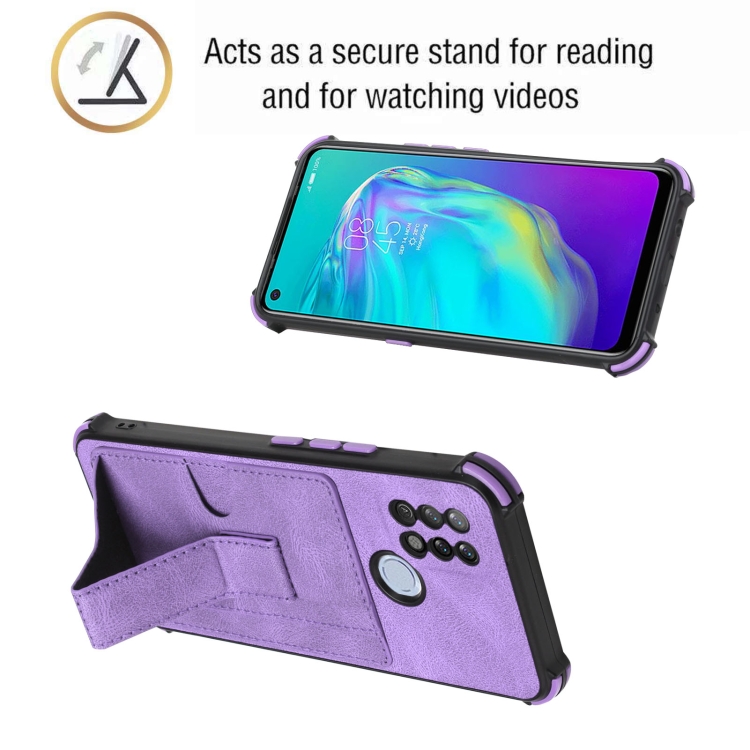 Dream Card Holder Leather Phone Case For Tecno Pova / LD7(Purple) - 2