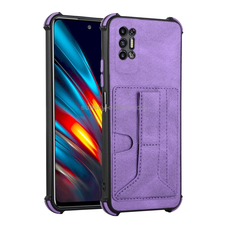 Dream Card Holder Leather Phone Case For Tecno Pova 2(Purple) - 1