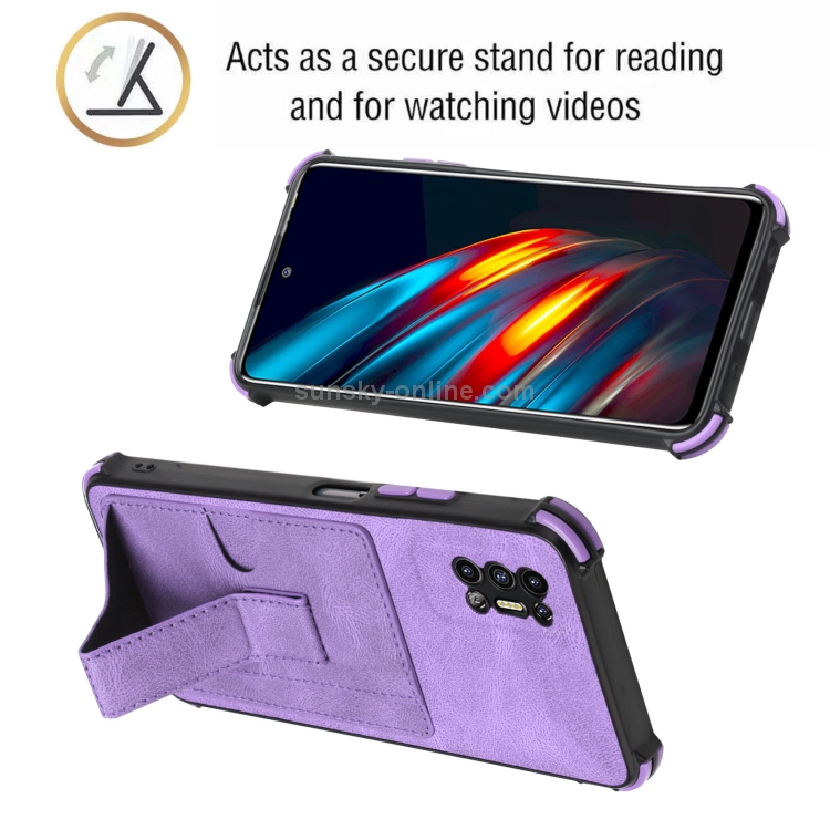 Dream Card Holder Leather Phone Case For Tecno Pova 2(Purple) - 2