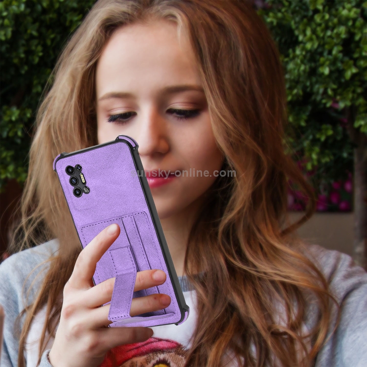 Dream Card Holder Leather Phone Case For Tecno Pova 2(Purple) - 4