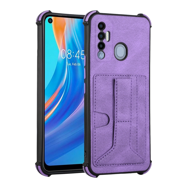 Dream Card Holder Leather Phone Case For Tecno Spark 7P(Purple) - 1