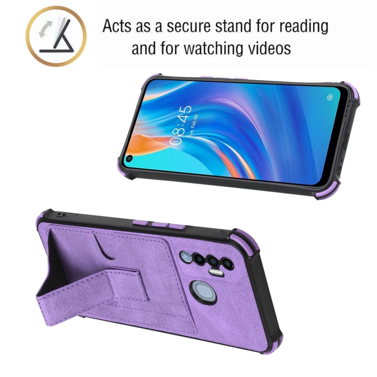 Dream Card Holder Leather Phone Case For Tecno Spark 7P(Purple) - 2