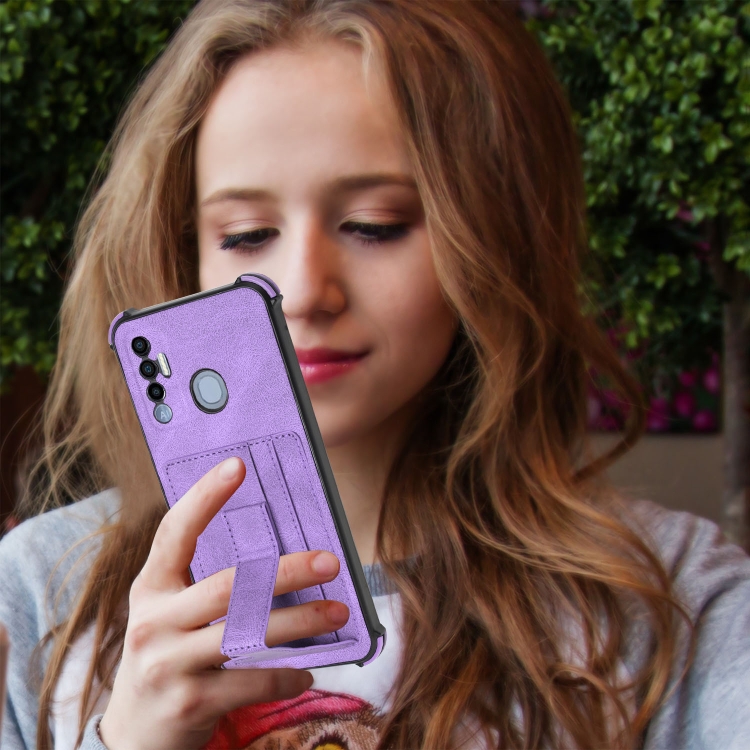 Dream Card Holder Leather Phone Case For Tecno Spark 7P(Purple) - 4