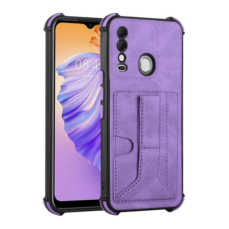 Dream Card Holder Leather Phone Case For Tecno Spark 8(Purple) - 1