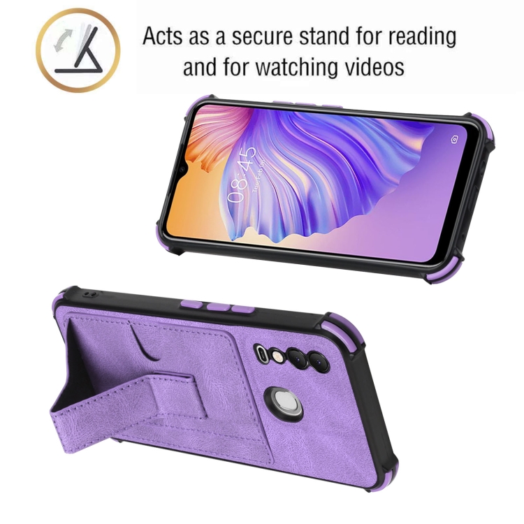 Dream Card Holder Leather Phone Case For Tecno Spark 8(Purple) - 2