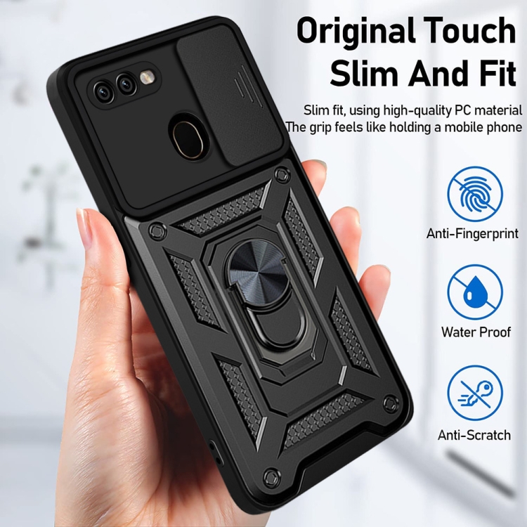 For OPPO A5s/A7 2018/A12 Sliding Camera Cover Design TPU+PC Phone Protective Case(Silver) - 5