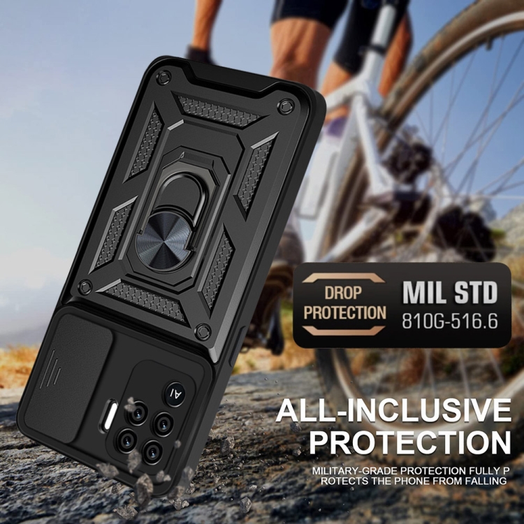 For OPPO A94/Reno5/F19 Pro/Reno5 Lite Sliding Camera Cover Design TPU+PC Phone Protective Case(Silver) - 3