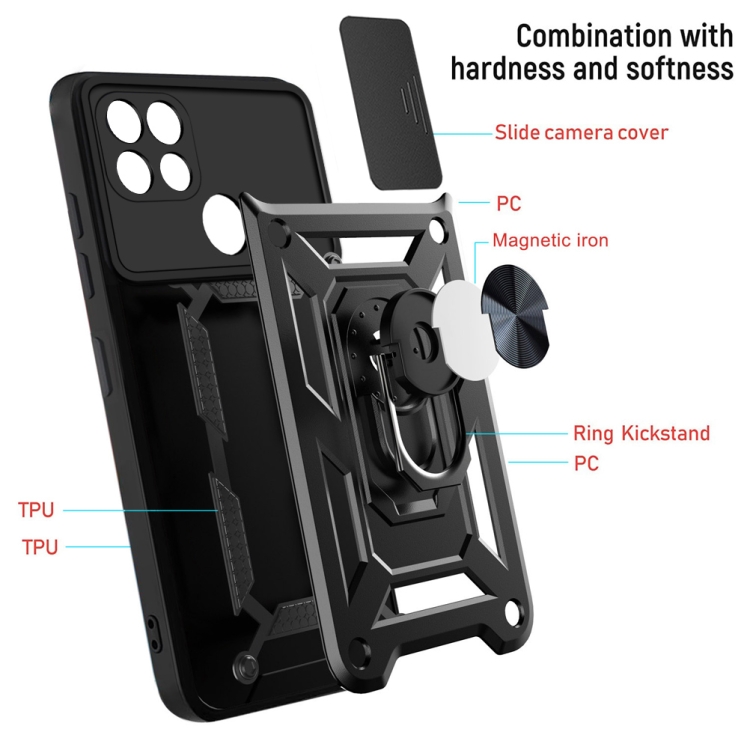 For OPPO Realme C21/C20/C11 2021 Sliding Camera Cover Design TPU+PC Phone Protective Case(Silver) - 2