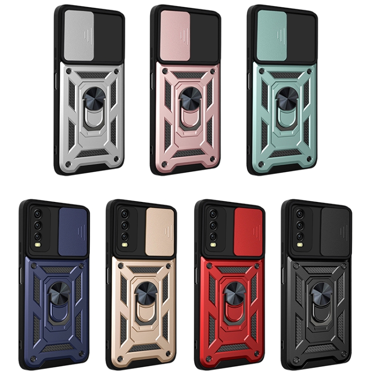 For vivo Y20/Y20i/Y20s/Y30 Sliding Camera Cover Design TPU+PC Phone Protective Case(Silver) - 1