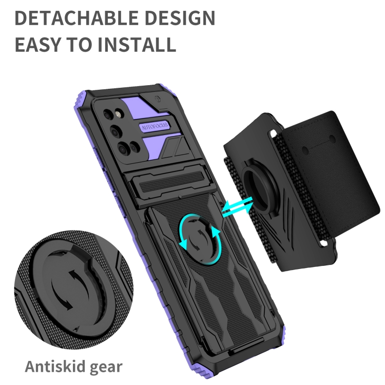 For Samsung Galaxy A02s Armor Wristband Phone Case(Purple) - 1