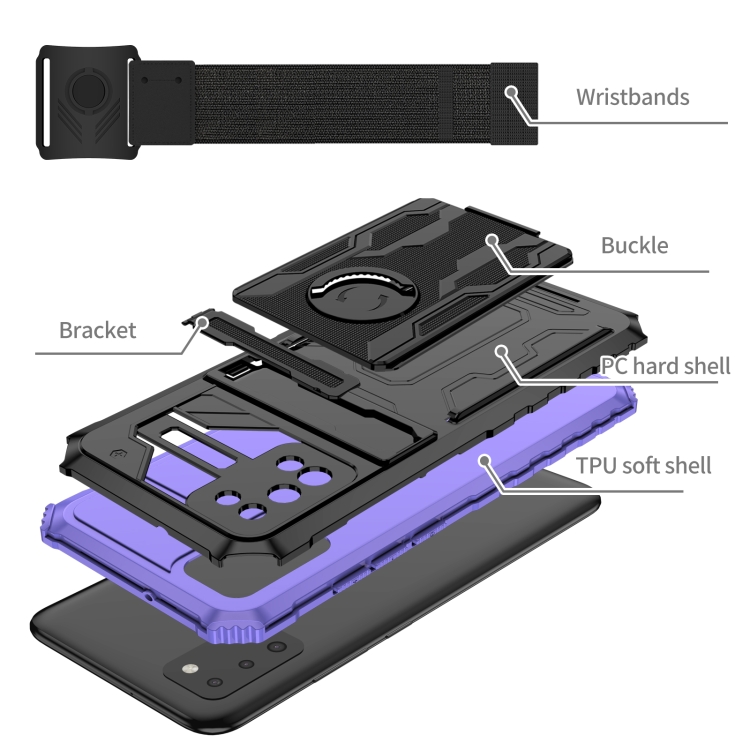 For Samsung Galaxy A02s Armor Wristband Phone Case(Purple) - 3
