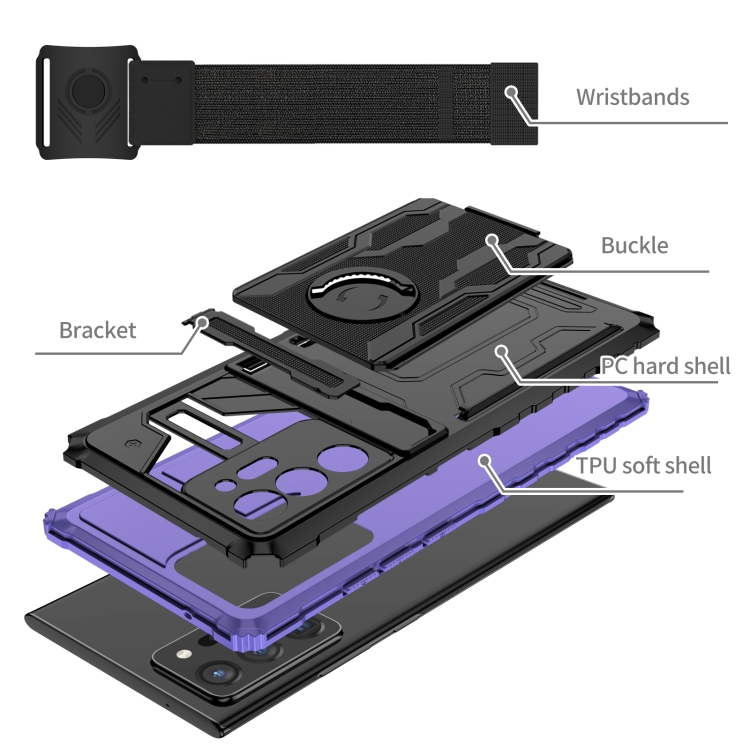 For Samsung Galaxy Note20 Ultra Armor Wristband Phone Case(Purple) - 3