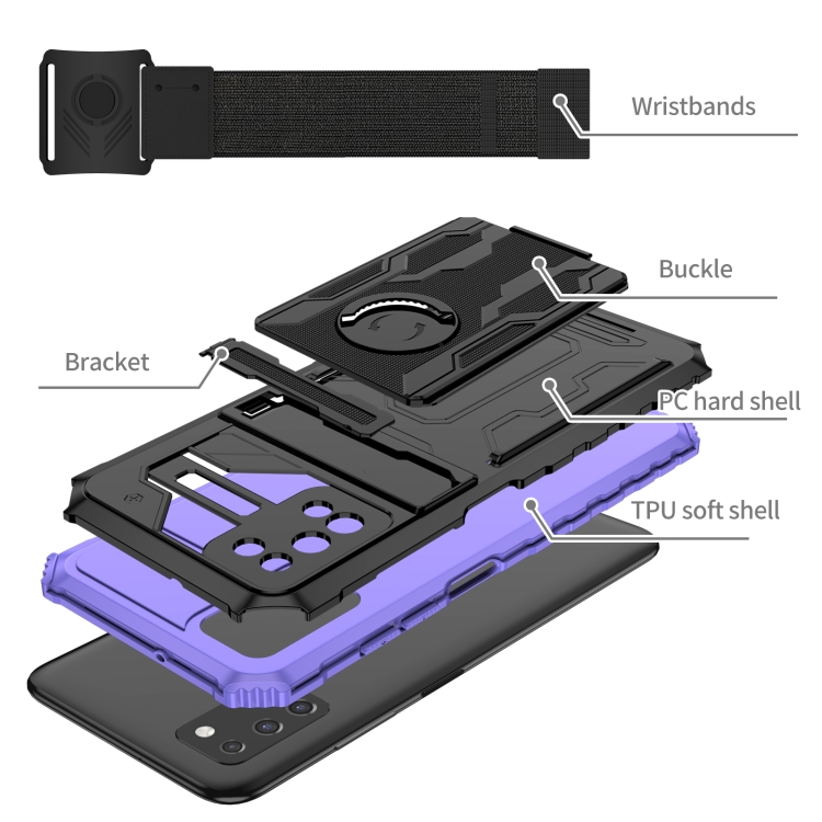 For Samsung Galaxy A03s 166mm Armor Wristband Phone Case(Purple) - 3