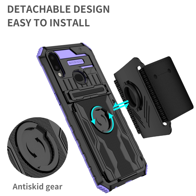 For Samsung Galaxy A10s Armor Wristband Phone Case(Purple) - 1
