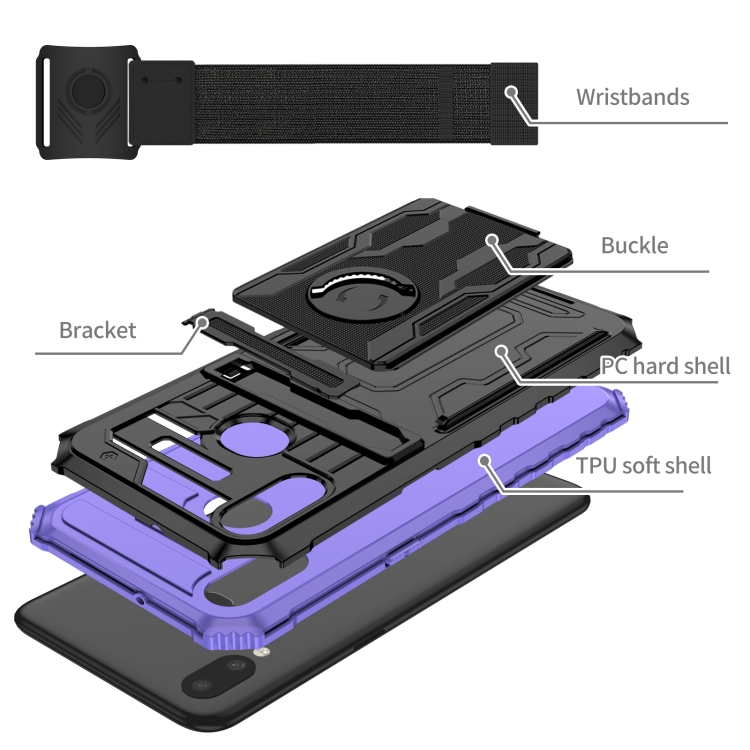For Samsung Galaxy A10s Armor Wristband Phone Case(Purple) - 3