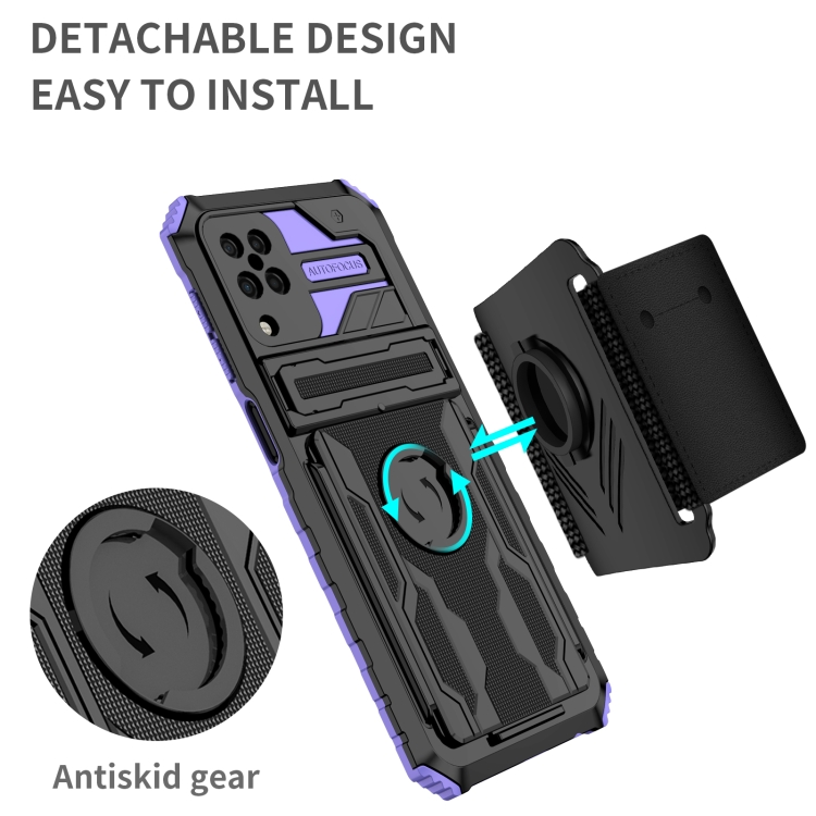 For Samsung Galaxy A12 5G Armor Wristband Phone Case(Purple) - 1