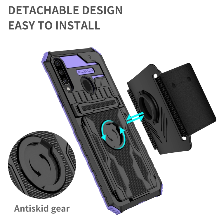 For Samsung Galaxy A20s Armor Wristband Phone Case(Purple) - 1